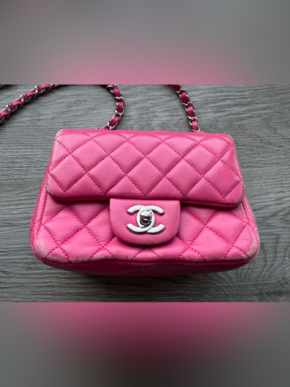 Chanel - Mini Square Flap Bag in Pink - Picture 2 of 14